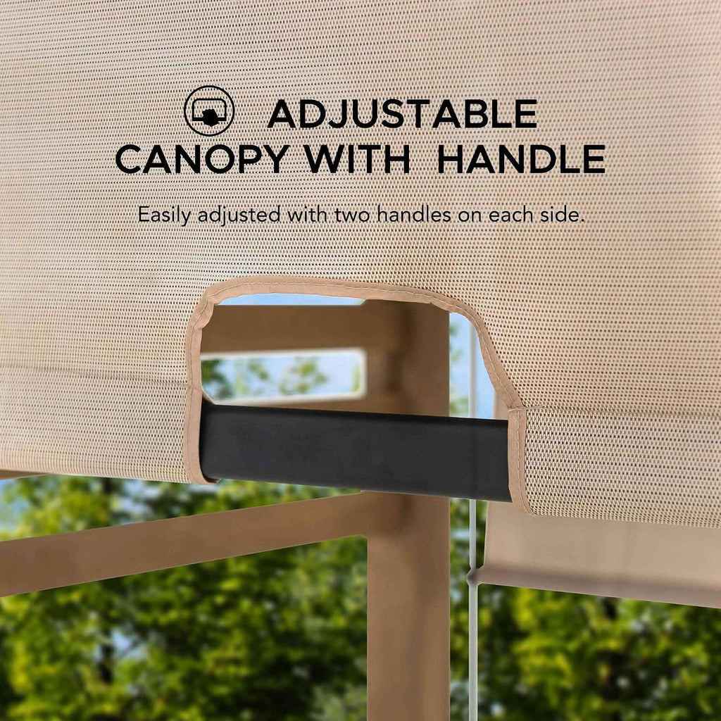 Sunjoy Cedar Pergola 10 x 11 ft. Wooden Hot Tub Pergola with Adjustable Canopy and Privacy Screen by SummerCove