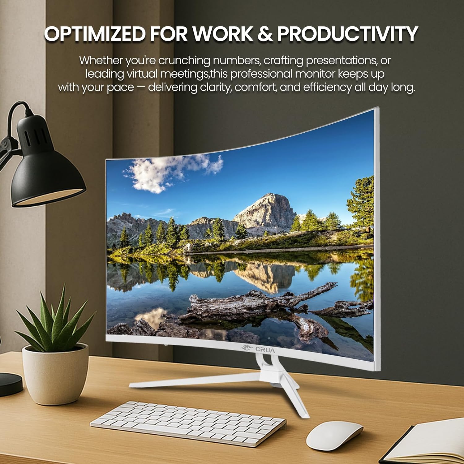 CRUA 32' White Curved Monitor, 4K UHD(3840*2160P) 1500R VA Screen, 60Hz Computer Monitor Supports AMD Freesync, 120% sRGB, Built-in speakers, Blue Light Filter,Wall Mountable Installs(HDMI 2.0/DP 1.4)