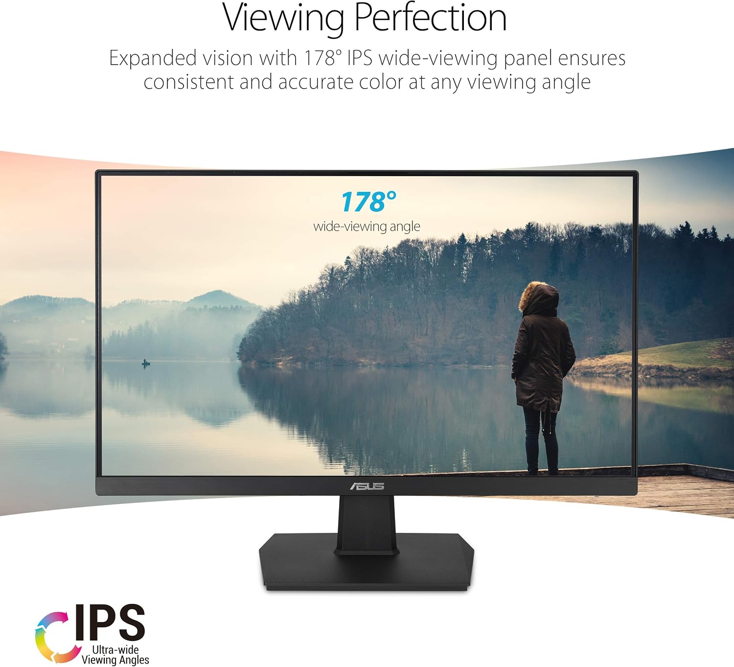 ASUS 24 Inch Desktop Monitor - 75Hz, Full HD (1920x1080), IPS, Frameless, Adaptive-Sync, Eye Care, HDMI, D-Sub DVI-D - VA24EHE