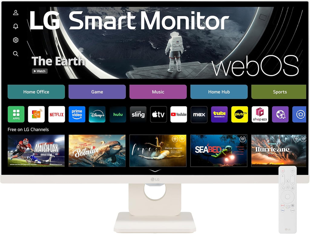 LG 27U511SA-W 27-Inch Smart Full HD (1920 x 1080) IPS Computer Monitor, 100Hz, Built-in Speaker, Airplay, Bluetooth, Screen Share, Flicker Safe, Reader Mode, Remote Control, HDMI, Tilt Stand, White
