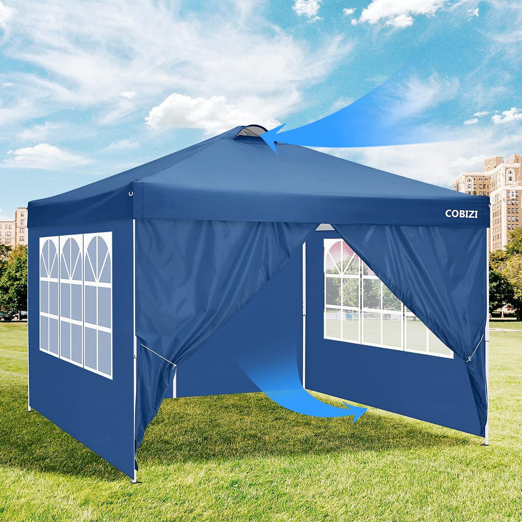 Canopy 10x10 Waterproof Pop up Tent with 4 Sidewalls, Outdoor Event Shelter Sun Shade Party Commercial with Air Vent, 4 Weight Bags, Carry Bag