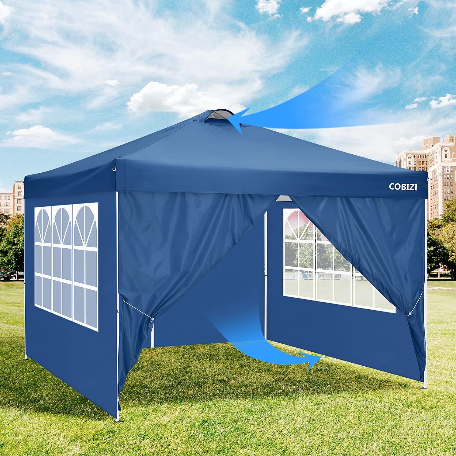Canopy 10x10 Waterproof Pop up Tent with 4 Sidewalls, Outdoor Event Shelter Sun Shade Party Commercial with Air Vent, 4 Weight Bags, Carry Bag
