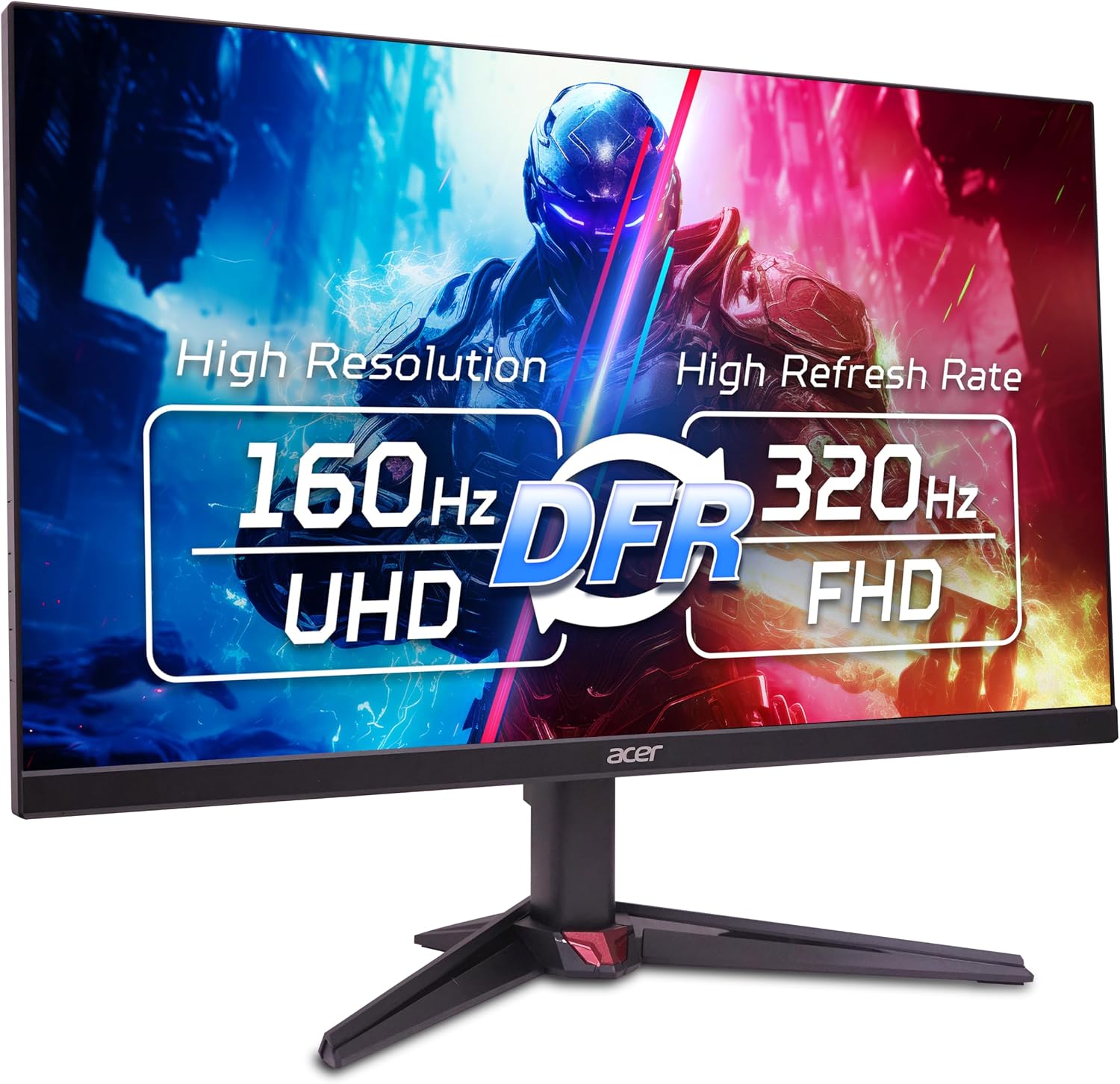 acer Nitro 27' 4K UHD 3840 x 2160 Gaming IPS Monitor | AMD FreeSync Premium | Up to 160Hz Refresh Rate with DFR to FHD 320Hz| Up to 0.5ms | 1 x Display Port 1.4 & 2 x HDMI 2.1 Ports | VG270K V4bmiipx