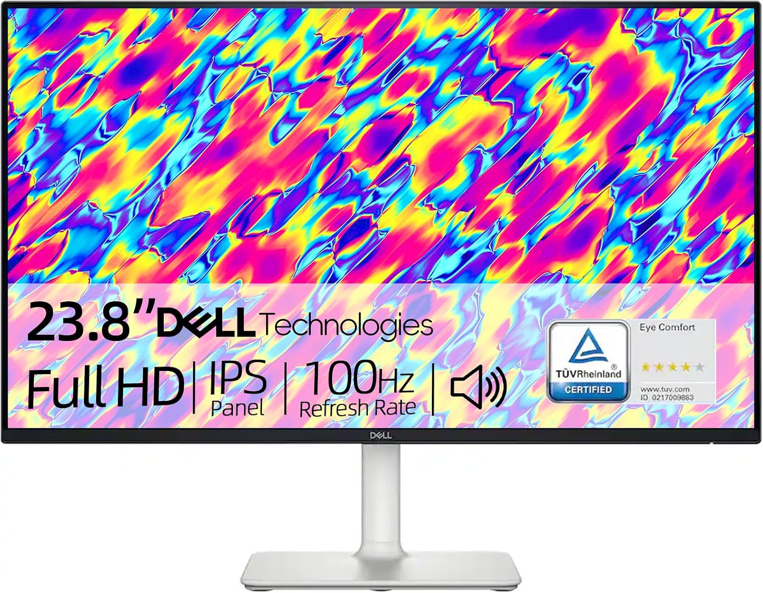 Dell S24 inch Monitor, LED FHD - 100Hz Refresh Rate 15001 Contrast Ratio, AMD FreeSync - VESA, 3H Hardness, Anti-Glare, 2 x HDMI, Ash White
