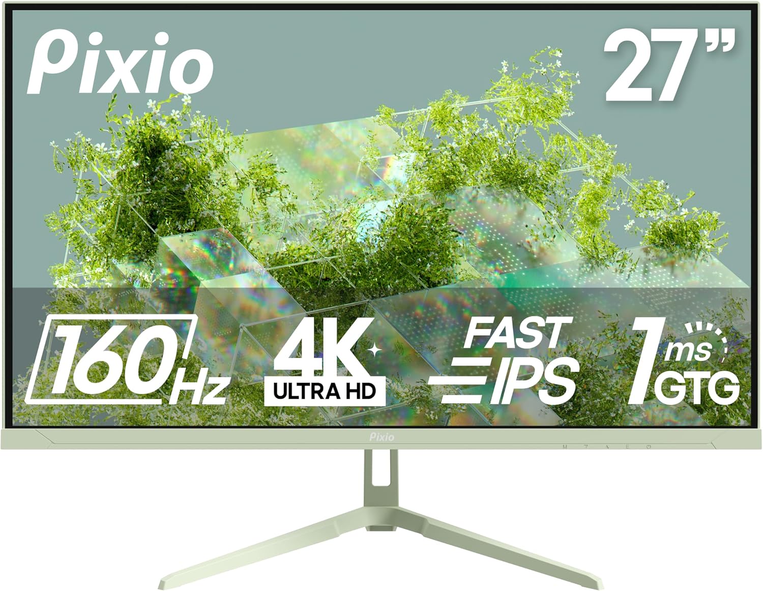 Pixio PX27U Wave Mint Green 27 inch 160Hz Refresh Rate 4K 3840x2160p Resolution Fast IPS Panel 1ms GTG Response Time Black Tilt Adjustable Gaming Monitor with Adaptive Sync