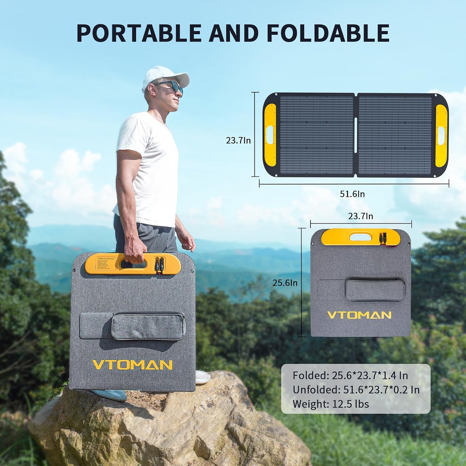 VTOMAN Jump 600X Portable Power Station with 110W Solar Panel, 600W/299Wh LiFePO4 Battery Solar Generator, 1200W AC Outlet, PD 60W USB-C, 3x Regulated 12V/10A DC for RV, Outdoor Camping, Home Backup