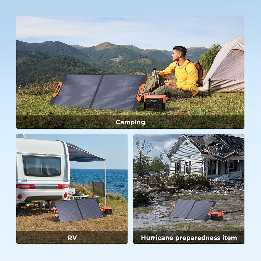 ZOUPW 110 Watt Portable Solar Panel for Jackery Explorer 300/500/Ecoflow/Anker Solix/Bluetti, Foldable Monocrystalline Solar Charger IP67 Waterproof Offgrid Power for Camping RV Battery Backup