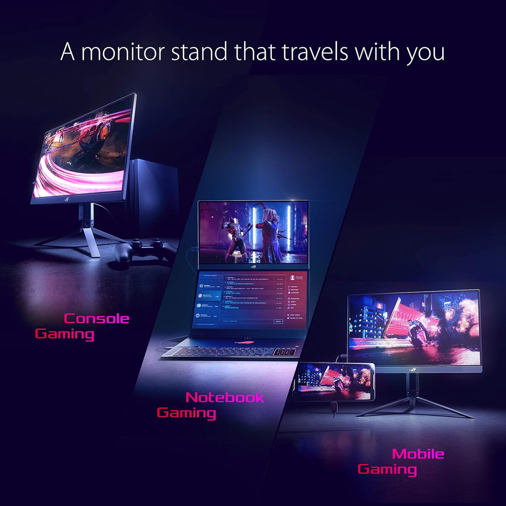 ASUS ROG Strix 17.3' 1080P Portable Gaming Monitor (XG17AHP)-FHD, IPS, 240Hz, Adaptive-Sync, Built-in Battery, ROG Bag, Tripod Stand, USB Type-C, Micro HDMI for Laptop, PC, Console, 3-Year Warranty