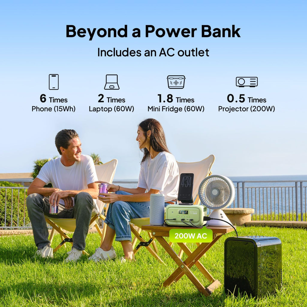 BLUETTI Elite 10 Mini Portable Power Station, 128Wh LiFePO4 Battery with 200W AC Outlet, 10ms UPS Backup, Fast Recharge Solar Generator for Camping, Travel & Outage Emergency Backup (Meadow Green)