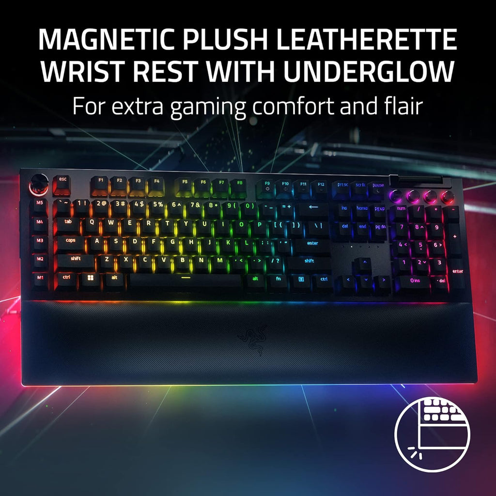 Razer BlackWidow V4 Pro Wired Gaming Keyboard: Yellow Switches - Linear & Silent - Chroma RGB - Black (Renewed)