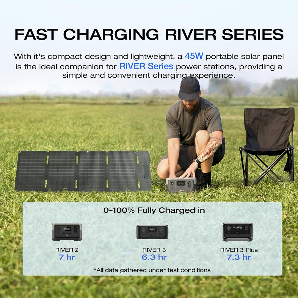 EF ECOFLOW Portable Power Station RIVER 2 with 45W Solar Panel, 256Wh LiFePO4 Battery/ 1 Hour Fast Charging, Up to 600W Output, Solar Generator for Outdoor Camping/RVs/Home Use