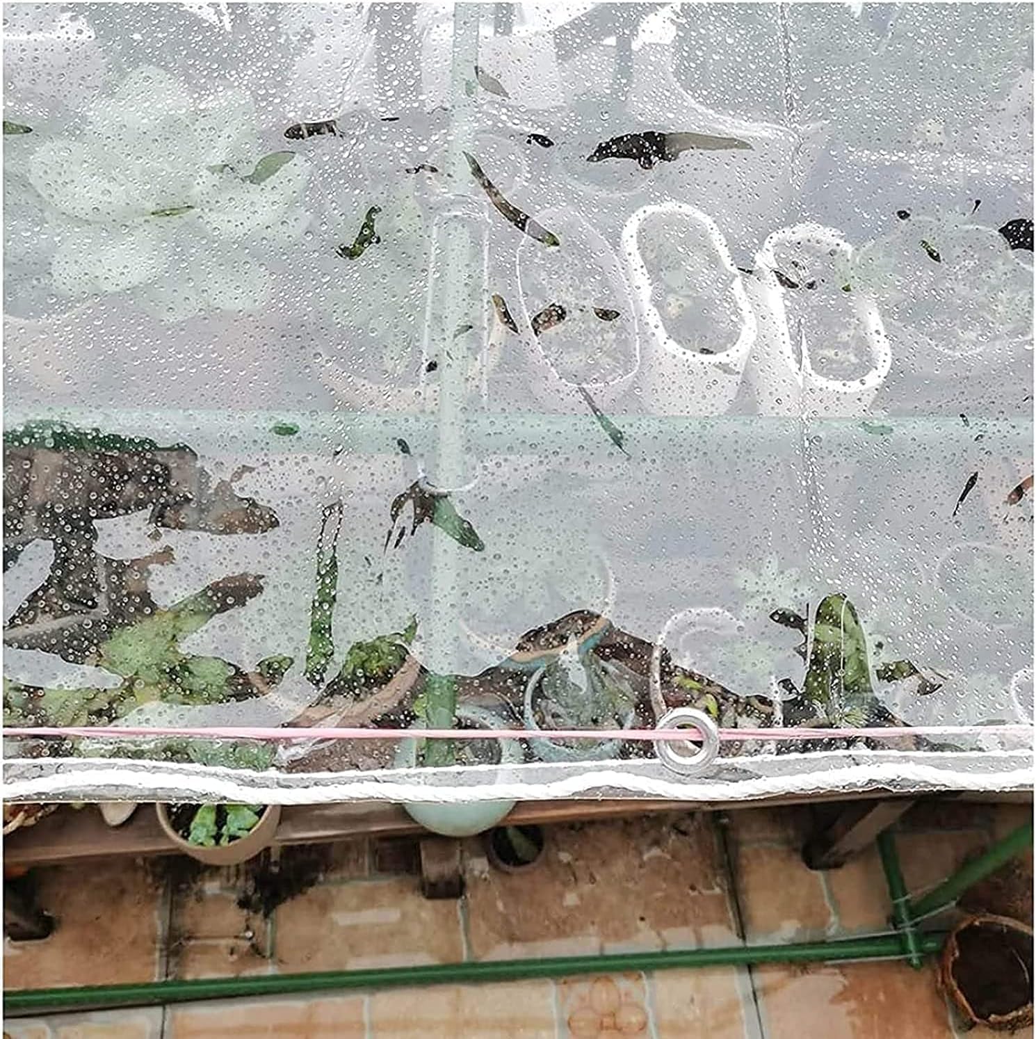 Clear Tarp 8' x 20' PVC 14 Mil Clear Tarps Heavy Duty Waterproof, 400g/m² Clear Tarps Vinyl with Grommets for Camping, Plants Greenhouse, Cars, Patio and Pavilion