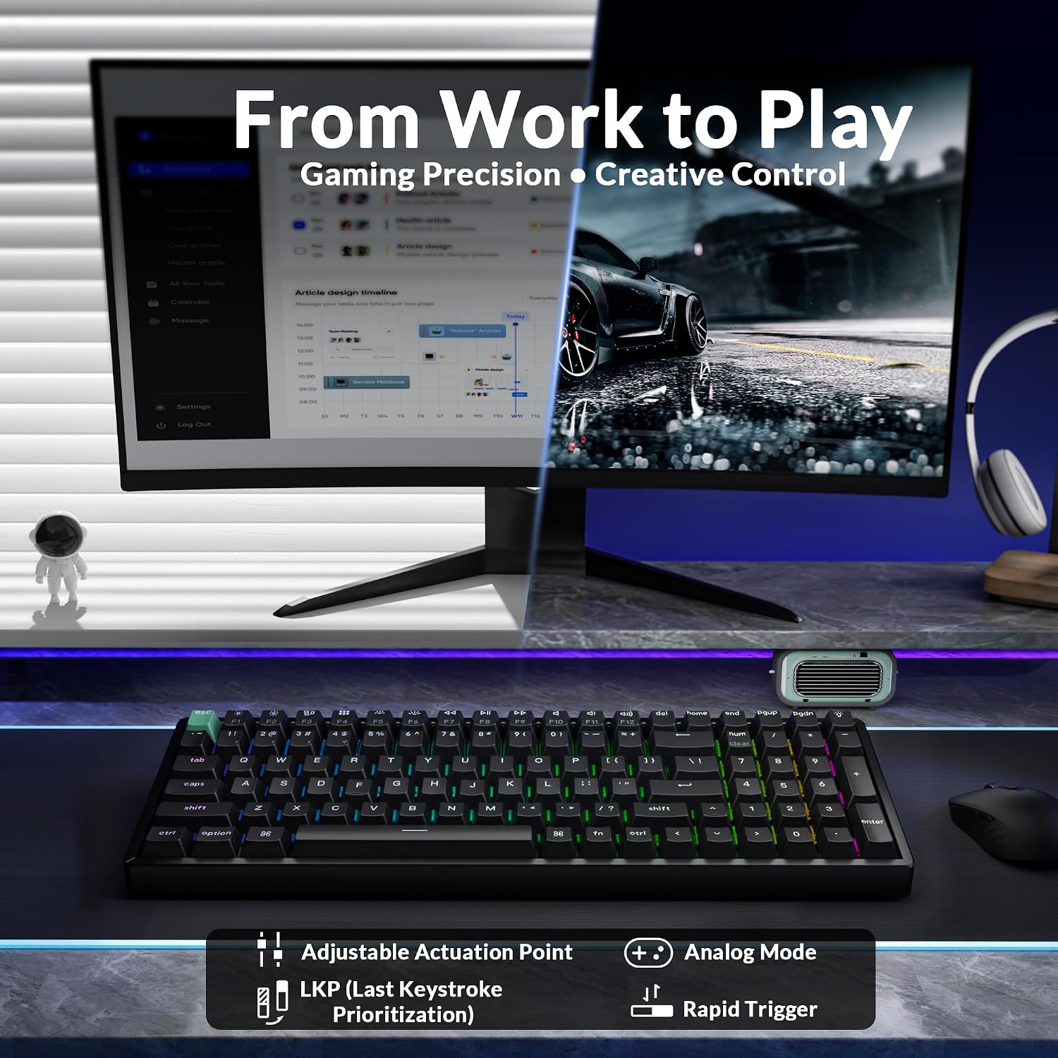 Keychron K4 HE 96% Wireless Hall Effect Keyboard with Number Pad, Rapid Trigger Magnetic Switches, QMK Launcher, 2.4GHz/Bluetooth/Wired, Mac & Windows, Aluminum Frame, Black (Shine-Through)