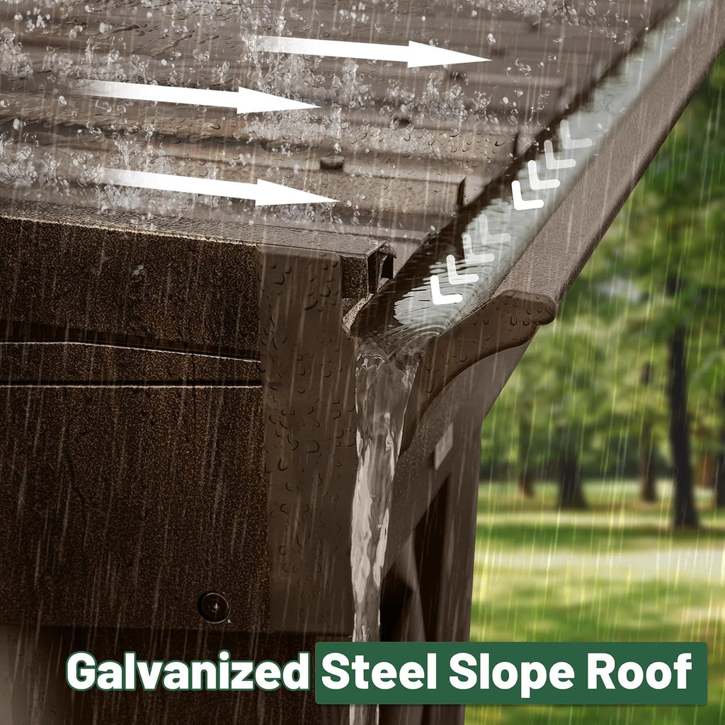 8' x 12' Lean to Gazebo, Outdoor Wall Mounted Gazebo Aluminum Frame, Hardtop Pergola with Galvanized Steel Sloping Roof for Patio Deck Garden Backyard, Curtain and Netting Included