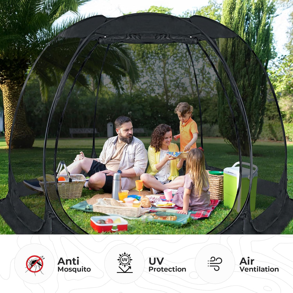 Alvantor® Pop Up Screen House, Outdoor Mosquito Mesh Tent with UV Resistant, Pop Up Canopy Easy Up, Foldable Screen Room for Camping,Backyard, Garden, Patio(Black, 12x12 FT)