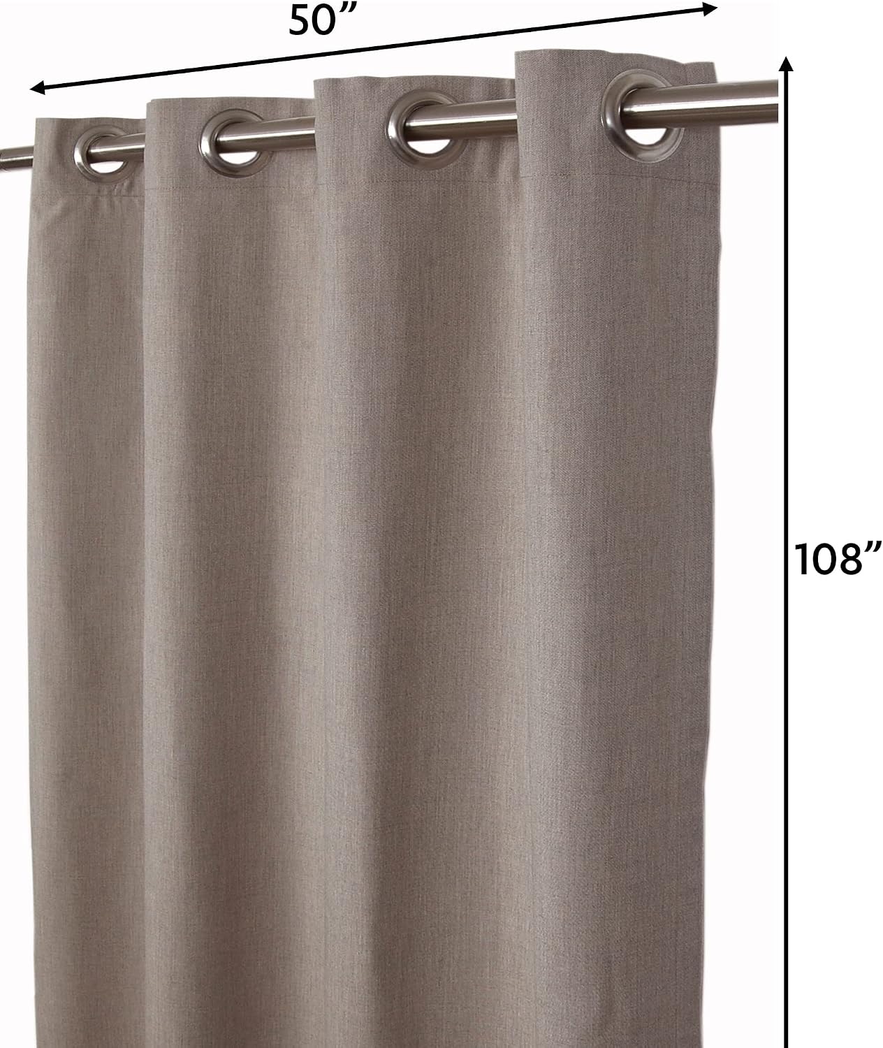 Outdoor/Indoor Sunbrella Curtain 108 inch x 50 inch with 8 Stainless Steel Grommets Cast Ash