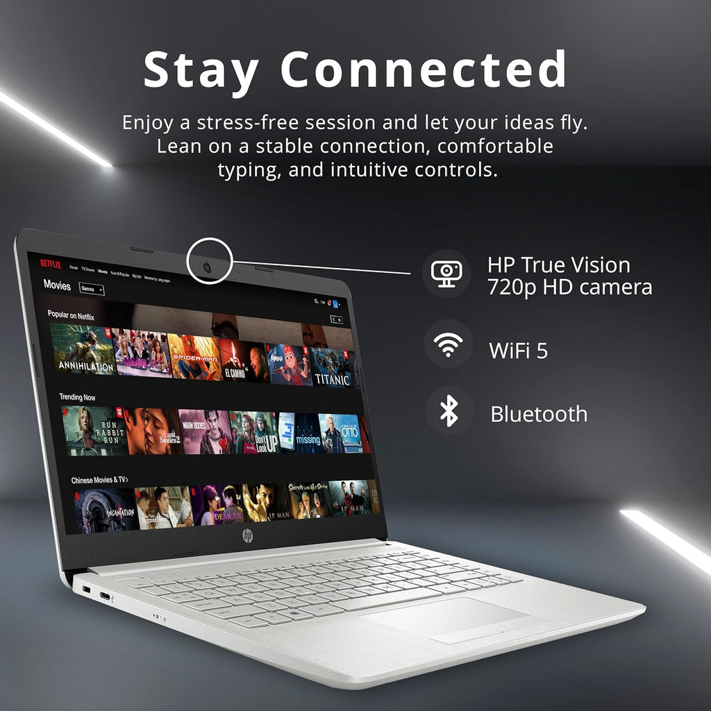 HP Stream 14' HD Laptop, Intel Celeron N4120 Processor, 4GB RAM, 128GB eMMC, Intel UHD Graphics, 720p Webcam, WiFi, HDMI, Windows 11 S, Silver (Renewed)