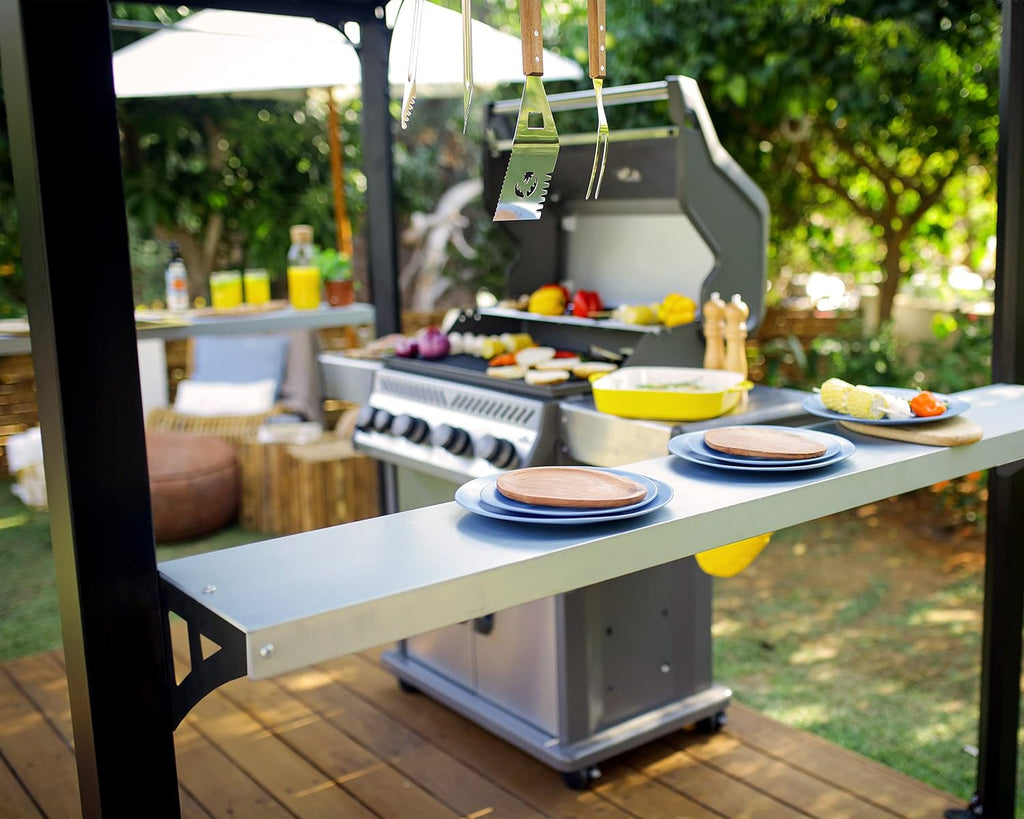Palram - Canopia Austin 6' x 8' BBQ Grill Gazebo, Gray Polycarbonate Panels, Metal Frame Hardtop, Weather Protection & Shade Grilling Station for Deck, Backyard Bar and Grill