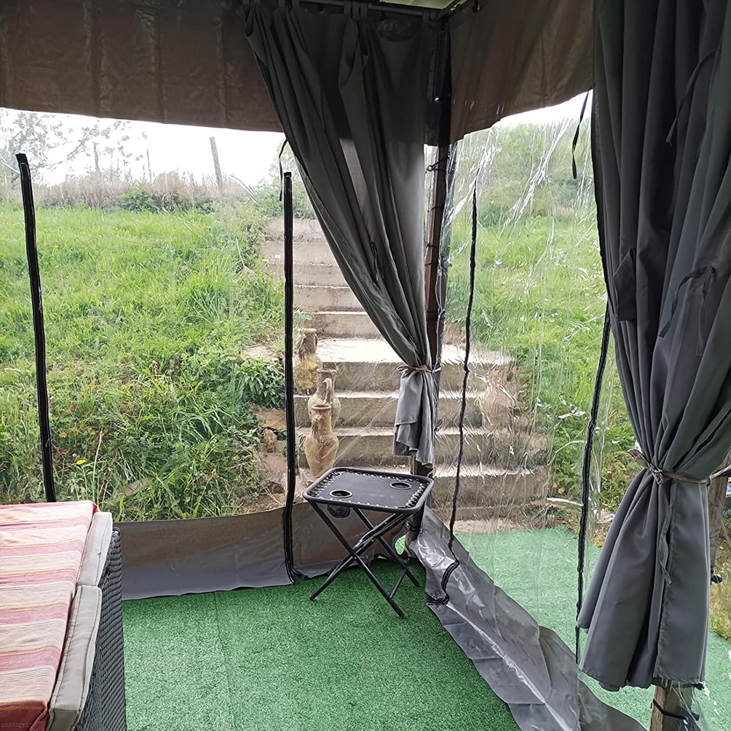 Waterproof Pergola Side Panels with Zipper and Eyelets, Outdoor Vinyl Curtain Transparent Waterproof Tarpaulin Panel for Patio, Pergola, Porch, Gazebos Partition Curtain HSYFdy (Size : 14'wx5'h(4.3 x