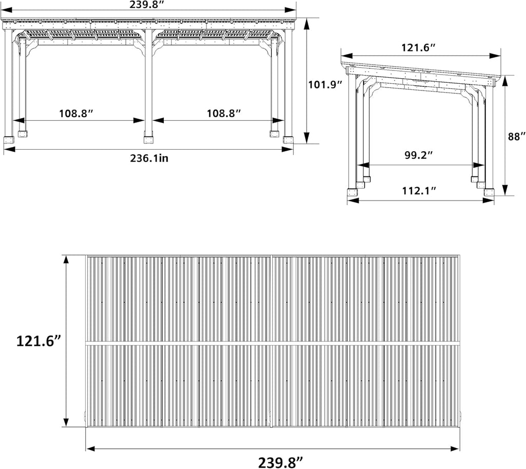 BlueWish 10' x20' Cedar Wood BBQ Gazebo with 5.5' Width Column, Patio Gazebo with Sturdy Structure, Wind-Resistant Grill Gazebo Shelter with Sloping Roof for Barbecue, Backyard, Light Mocha Brown