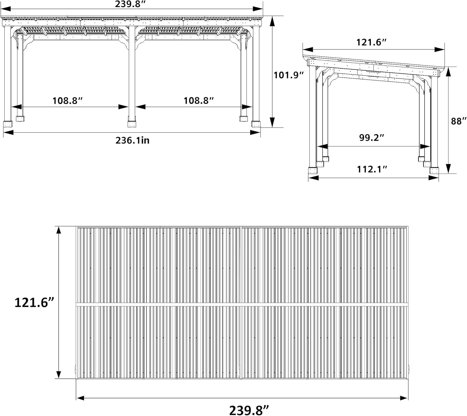 BlueWish 10' x20' Cedar Wood BBQ Gazebo with 5.5' Width Column, Patio Gazebo with Sturdy Structure, Wind-Resistant Grill Gazebo Shelter with Sloping Roof for Barbecue, Backyard, Light Mocha Brown