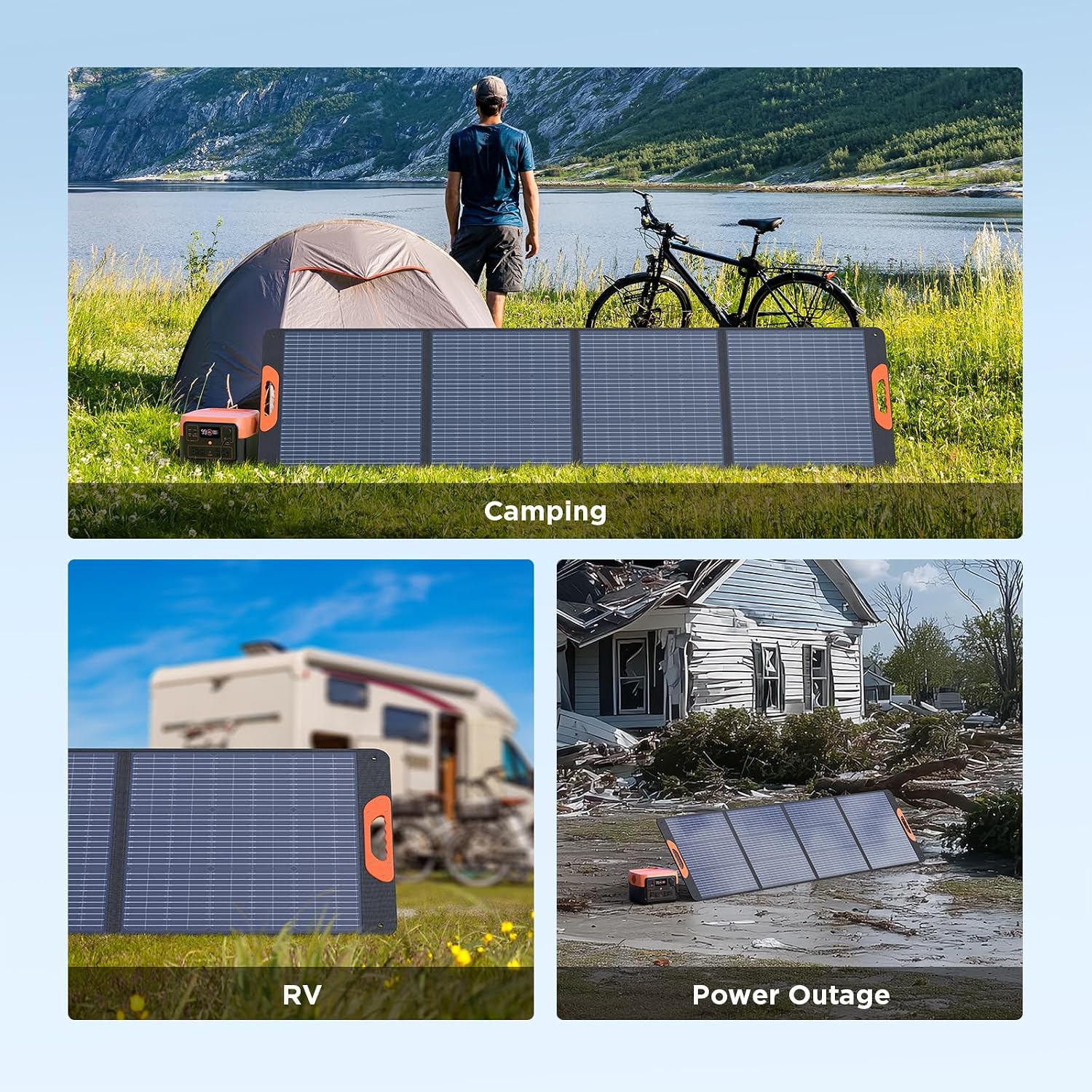 ZOUPW 220W Portable Solar Panel for Power Station,23.5% Efffciency Mono Foldable Solar Charger for Jackery 1000 V2/EcoFlow Delta/Bluetti/Anker Solix,IP67 Waterproof for RV Camping Home Backup