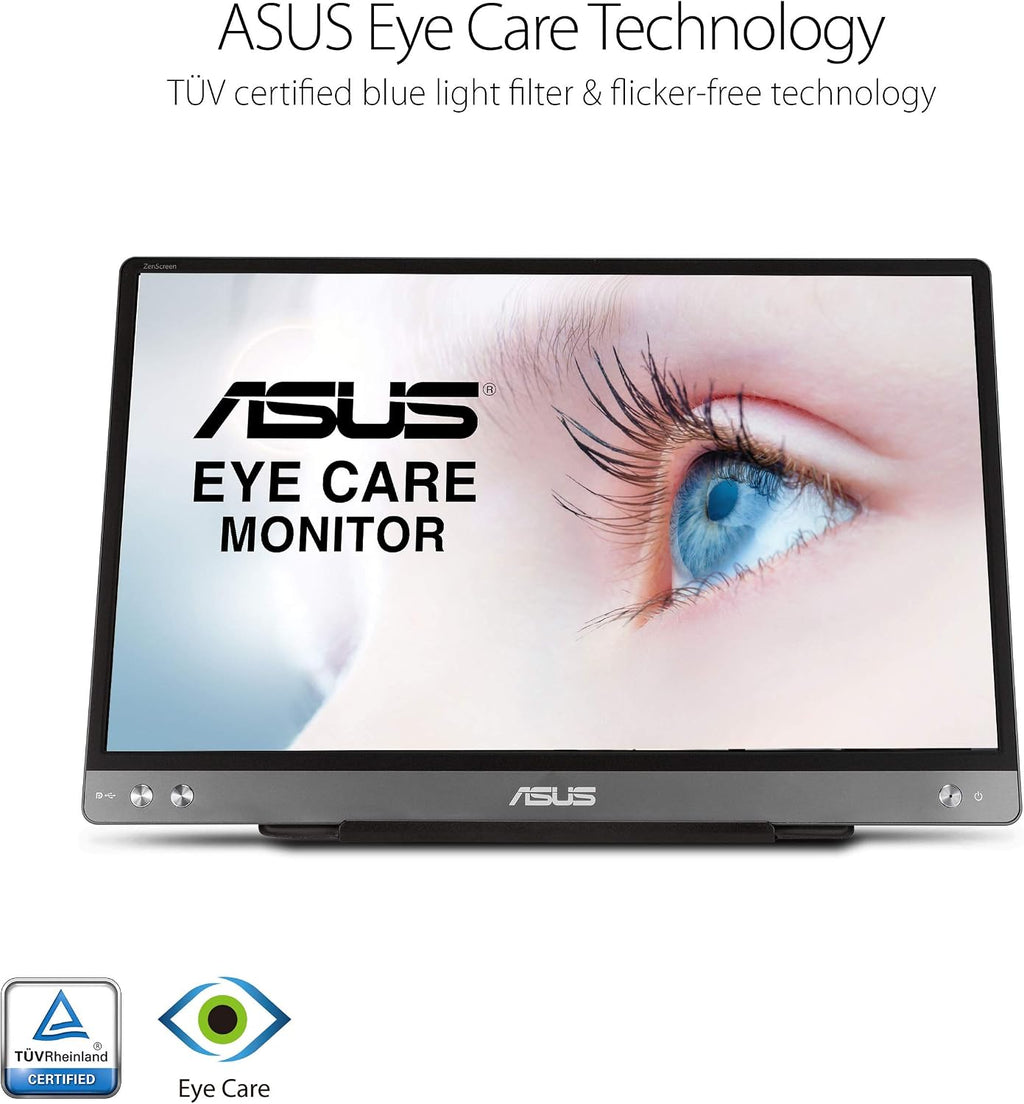 ASUS ZenScreen MB14AC 14' Portable USB Type-C Monitor, 1080P Full HD, IPS, Eye Care, Anti-Glare Surface, External Screen for Laptop, Hybrid Signal Solution