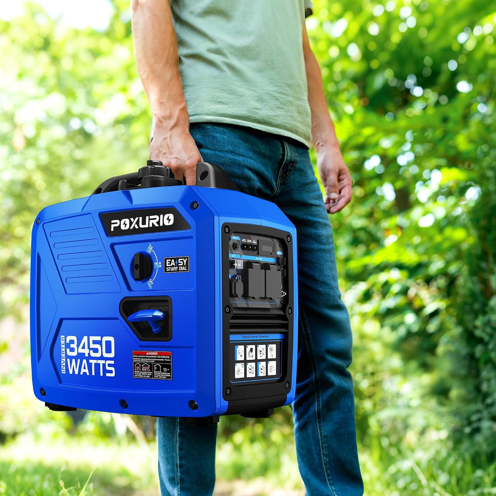 3450-Watt Portable Inverter Generator for Camping & RV, 1.6 Gallon Gas Tank for 8.3 Hours Use, 120V Gas Powered Generator Ultra-Quiet Operation, EPA Compliant, Blue