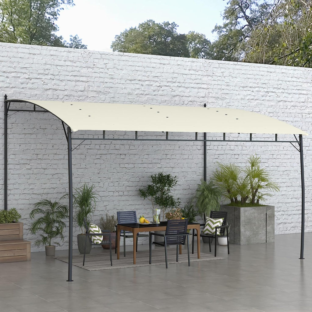 Outsunny 10' x 13' Outdoor Pergola Gazebo with UV-Resistant Canopy and Metal Frame, Sun Shade Shelter for Porch, Patio, Deck, Backyard, Cream