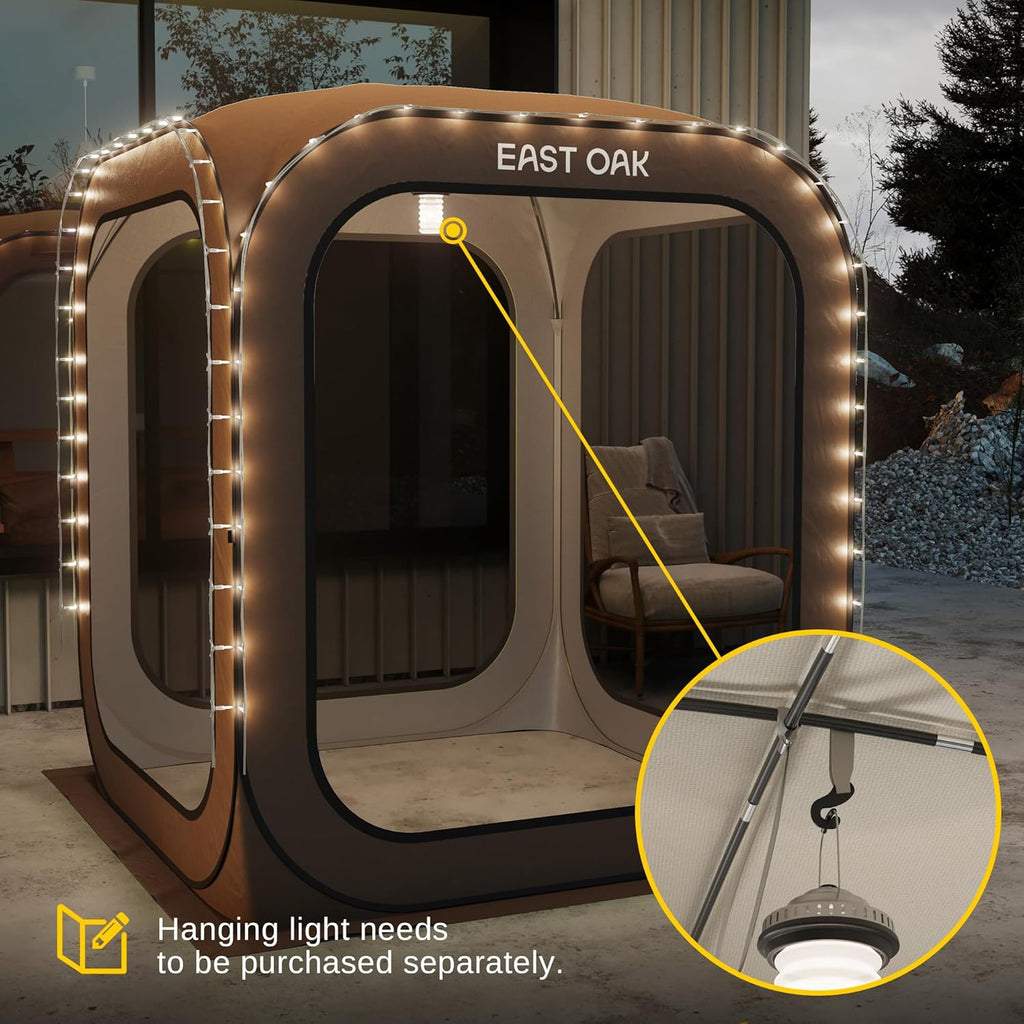 East Oak Screen House Tent Pop-Up, Portable Screen Room Canopy Instant Screen Tent 6 x 6 FT with Carry Bag for Patio, Backyard, Deck & Outdoor Activities, Beige