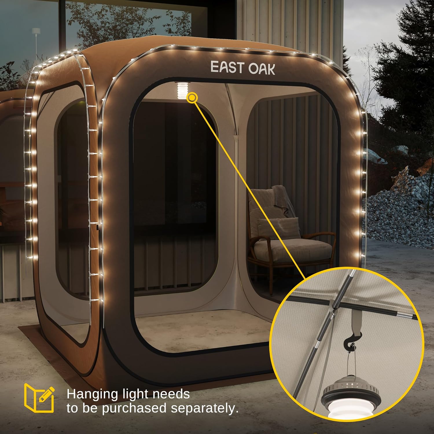 East Oak Screen House Tent Pop-Up, Portable Screen Room Canopy Instant Screen Tent 6 x 6 FT with Carry Bag for Patio, Backyard, Deck & Outdoor Activities, Beige