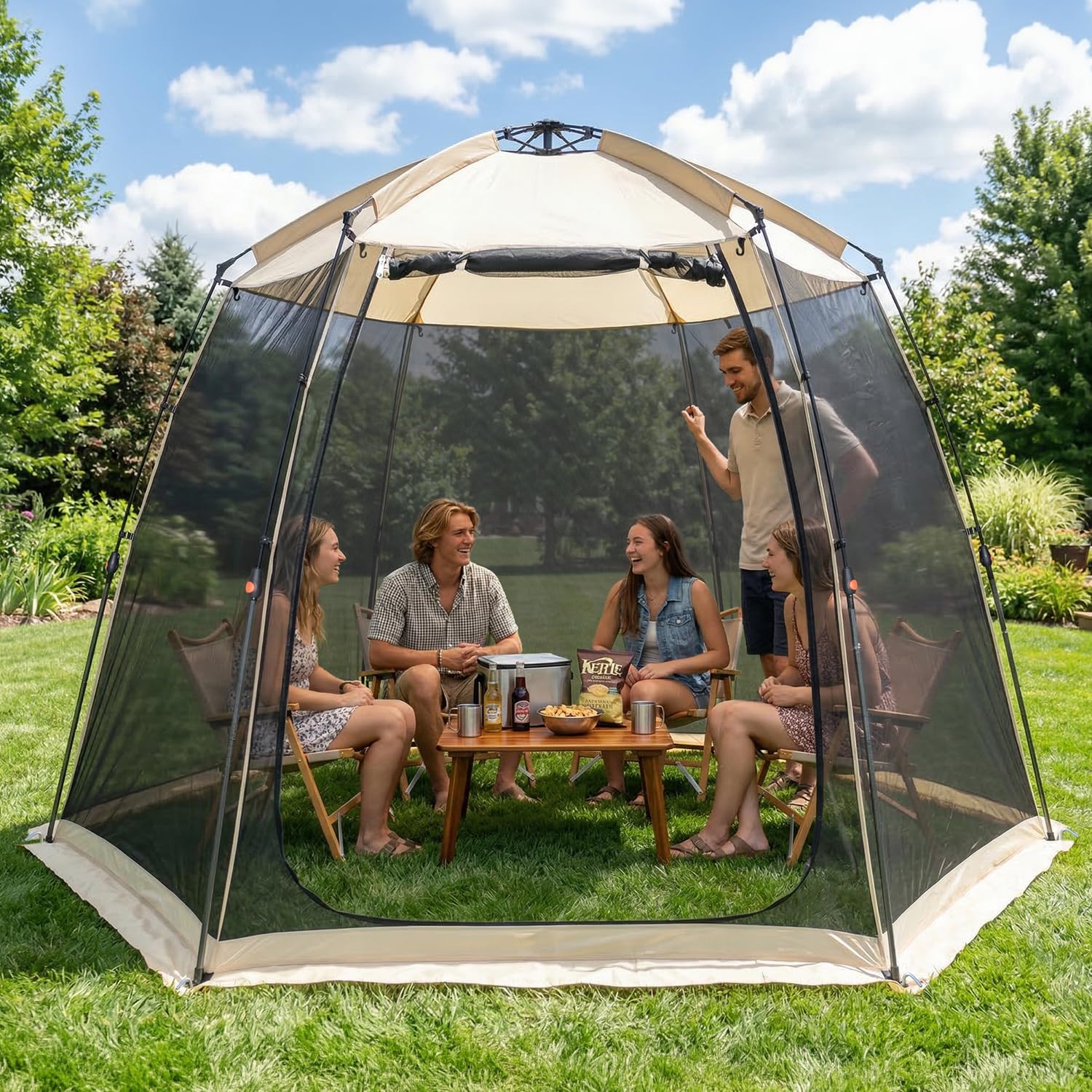 Alvantor® Screen House Gazebo, Pop Up Screen Tent, Instant Screen Room with Carry Bag, Outdoor Mosquito Tent Camping, Sun Shade Shelter for Patio, Garden, Backyard, Deck