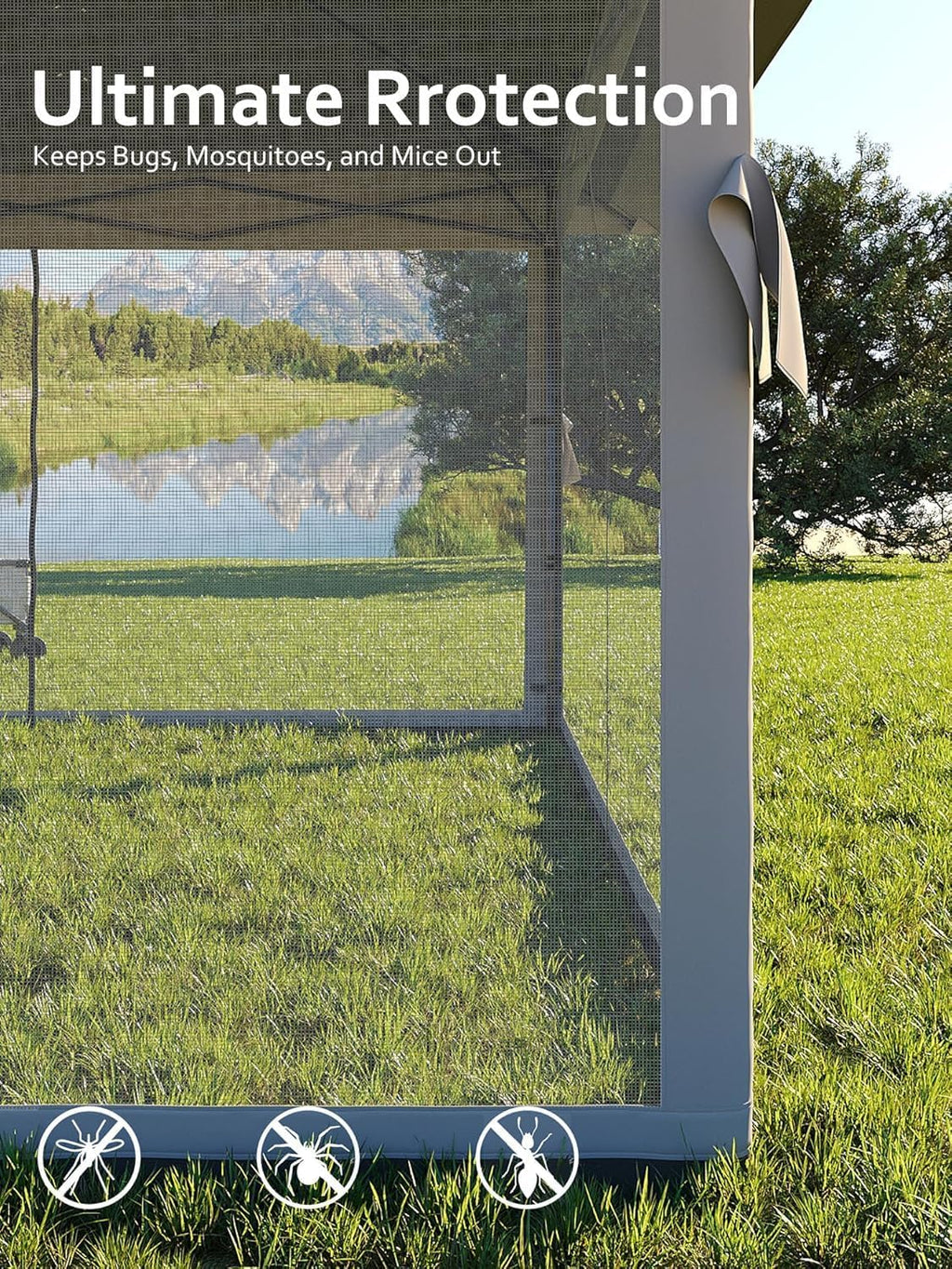13x13ft Pop Up Gazebo, Outdoor Canopy Tent with Mosquito Netting, Heavy Duty Party Tent Shelter with Waterproof and Ultraviolet Double Roof for Backyard, Garden, Lawn and Deck (Grey)