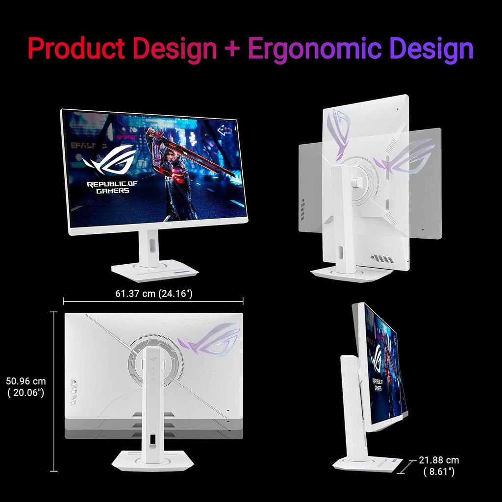 ASUS ROG Strix 27' 1440P USB-C HDR Gaming Monitor (XG27ACG-W) - White, QHD, 180Hz, 1ms, Fast IPS, DCI-P3 95%, Extreme Low Motion Blur Sync, G-Sync Compatible, Tripod Socket, AI Gaming, 3yr Warranty