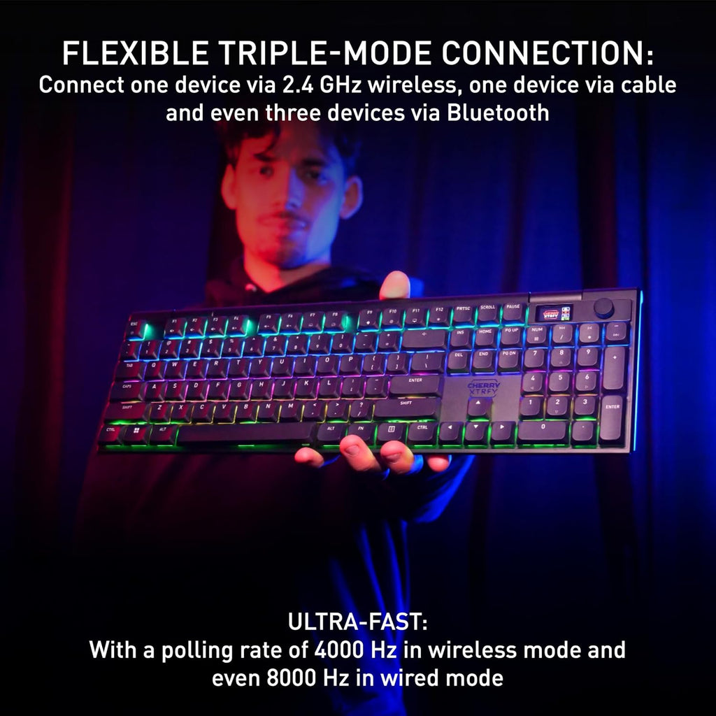MX 10.1 Wireless | Cordless Low-Profile Gaming Keyboard | Rotary LCD Knob | RGB Lighting | Slim Aluminum