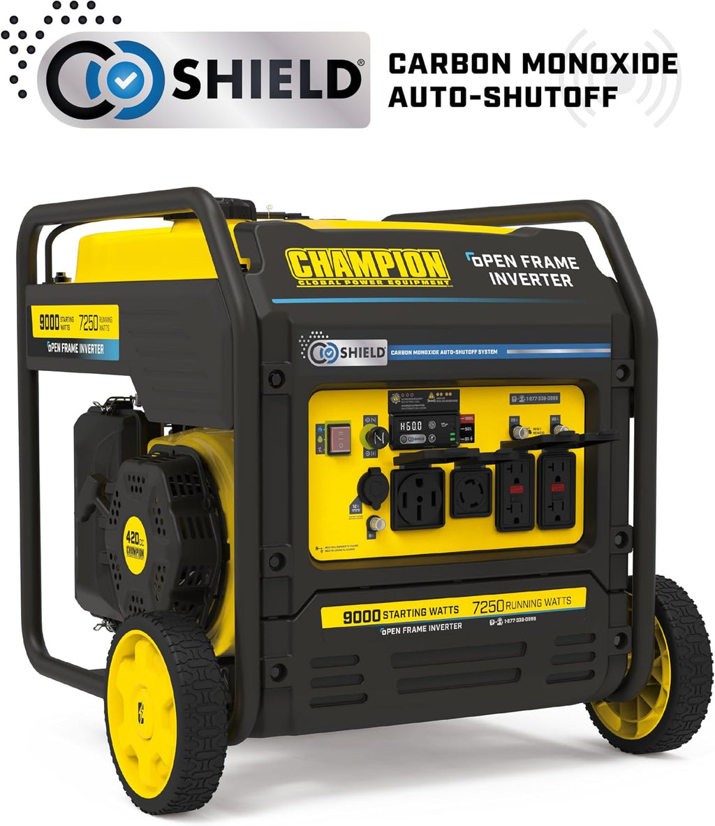 Champion Power Equipment 9000-Watt Electric Start Home Backup Portable Open Frame Inverter Generator with Quiet Technology and CO Shield