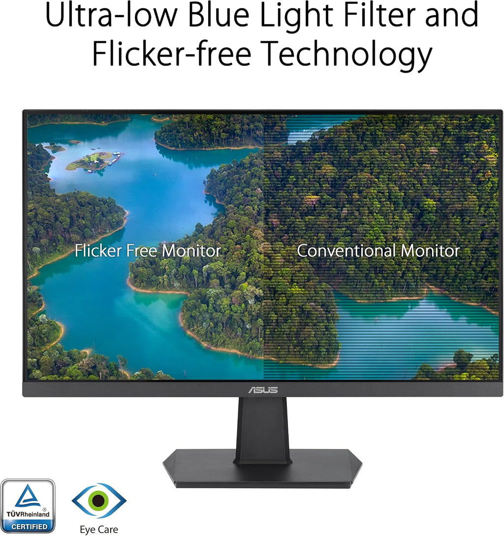 ASUS 27 Inch Monitor - 1080P, IPS, Full HD, Frameless, 100Hz, 1ms, Adaptive-Sync, for Working and Gaming, Low Blue Light, Flicker Free, HDMI, VESA Mountable, Tilt - VA27EHF
