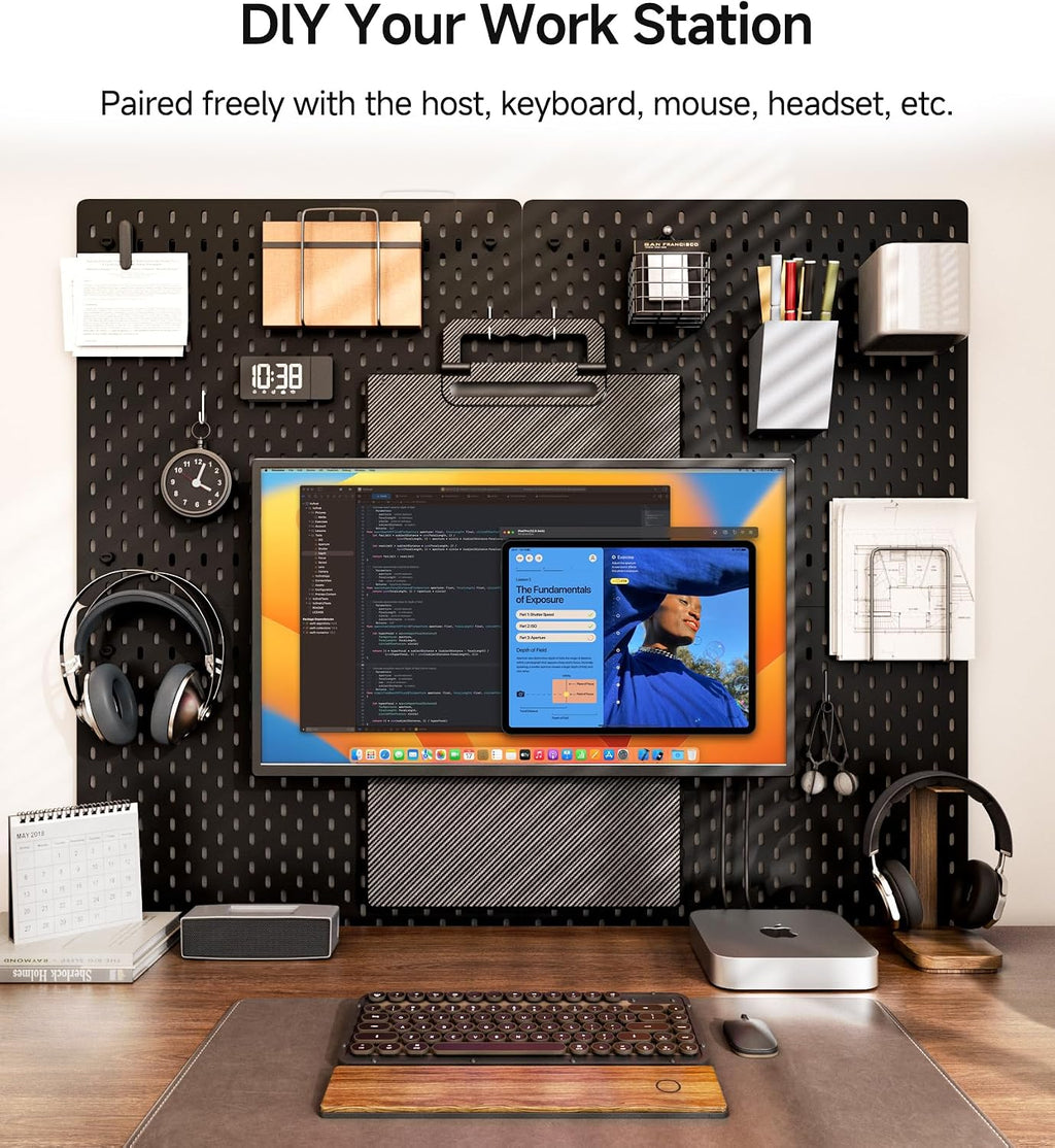 Large Portable Monitor 24 inch - 1080P FHD 100Hz Travel Monitor, 125% sRGB IPS Laptop Screen Extender, VESA Compatible, Height Adjustable Detachable Stand with USB-C HDMI for Work Gaming Office Home