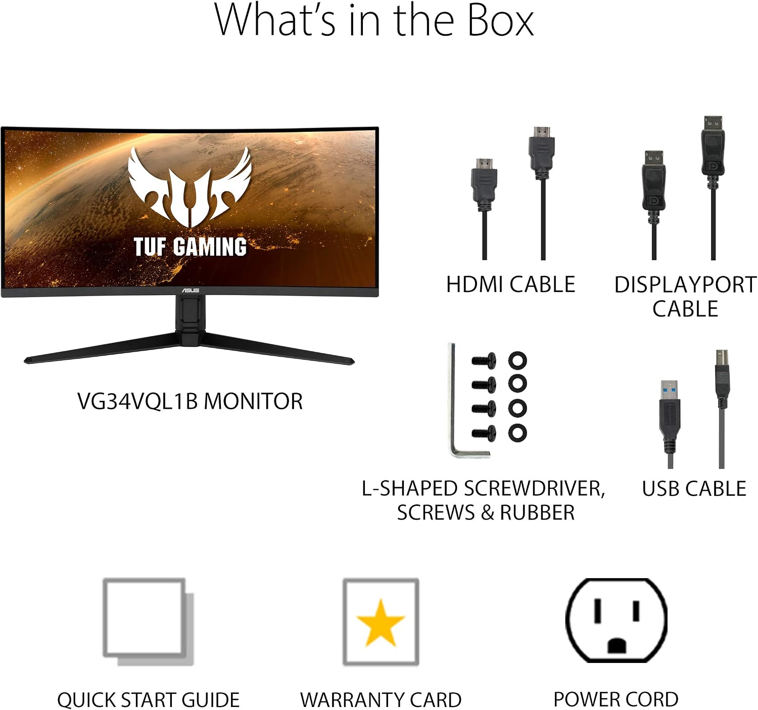 ASUS TUF Gaming VG34VQL1B 34 inches Curved HDR Monitor, WQHD (3440x1440), 165Hz, 1ms (Renewed)