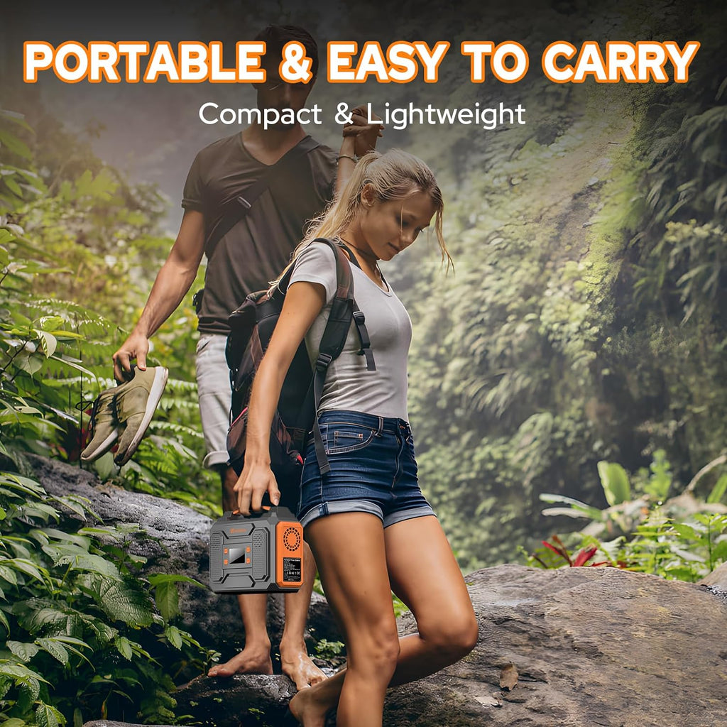 Portable Power Station 300W Solar Generator 280Wh(without Solar Panel), 110V Portable Power Bank with AC Outlet Pure Sine Wave, DC, USB QC3.0, External Battery Power Pack for Camping RV Outdoor Use