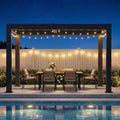 10'×10' Outdoor Louvered Pergola with Clear String Lights, Aluminum Outdoor Louvered Pergola Patio with Adjustable Roof for Outdoor Deck, Backyard, Garden (10x10FT with Light)