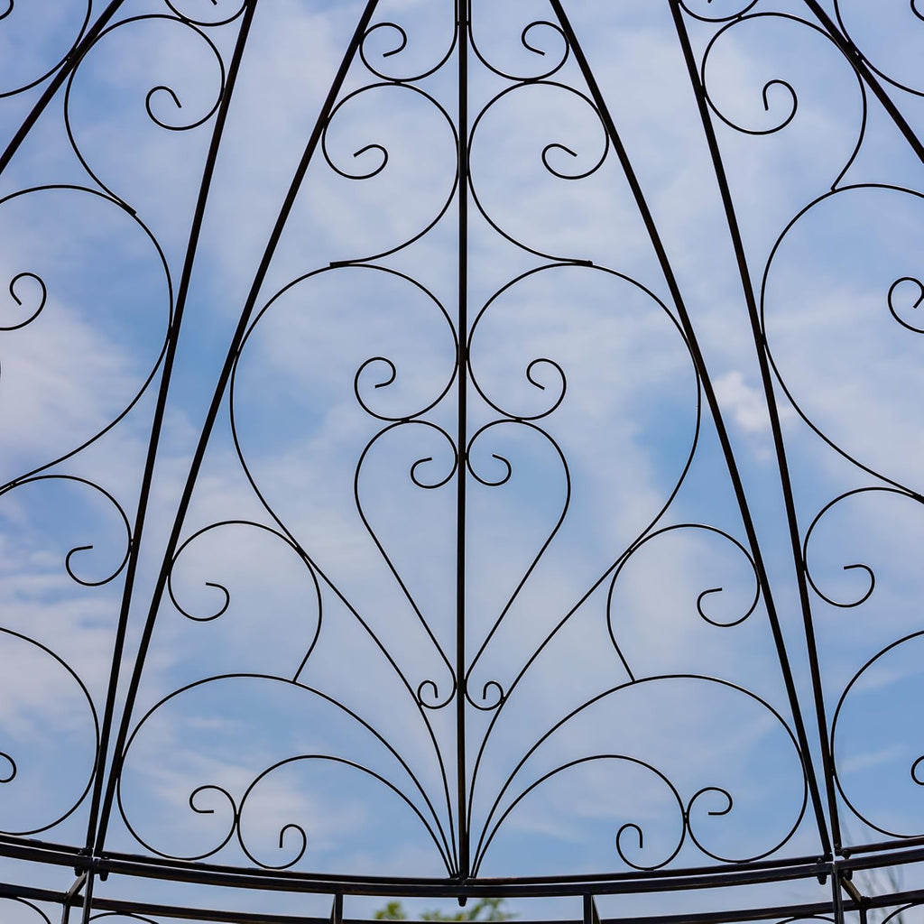 13.8ft. Tall Ornate Round Iron Garden Gazebo Medillín 1972' (Antique Bronze)