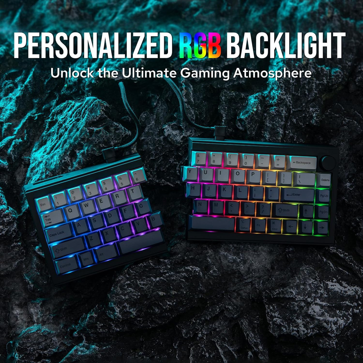 EPOMAKER Split65 QMK/VIA Programmable Keyboard, Wireless Mechanical Keyboard in 2.4Ghz/BT/Type-C, Ergonomic Gaming Keyboard in Split Layout with RGB Backlit (Wisteria Linear Switch)