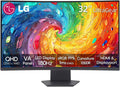 LG 32 Inch UltraGear QHD Curved Gaming Monitor, 180Hz, 1ms, AMD FreeSync, HDR10, 99% sRGB, 1000R Curve, Black Stabilizer, Dual Controller, HDMI & DisplayPort, 3-Side Borderless, Tilt Adjustment, Black
