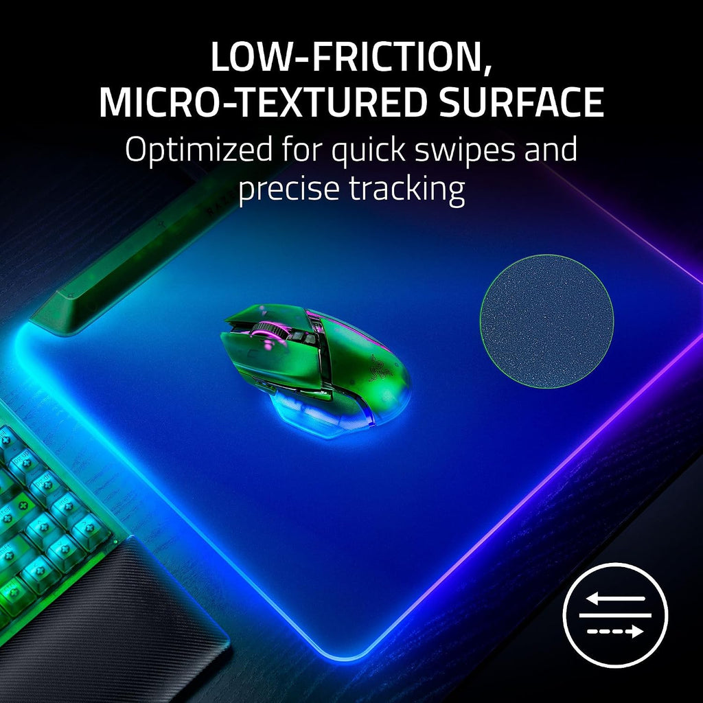 Razer Firefly V2 Pro Fully Illuminated RGB Gaming Mouse Mat: Backlit Design - 15 Zone Chroma Lighting - USB 2.0 Port - Detachable USB Type C Cable - Micro Textured Surface - Anti Slip Base