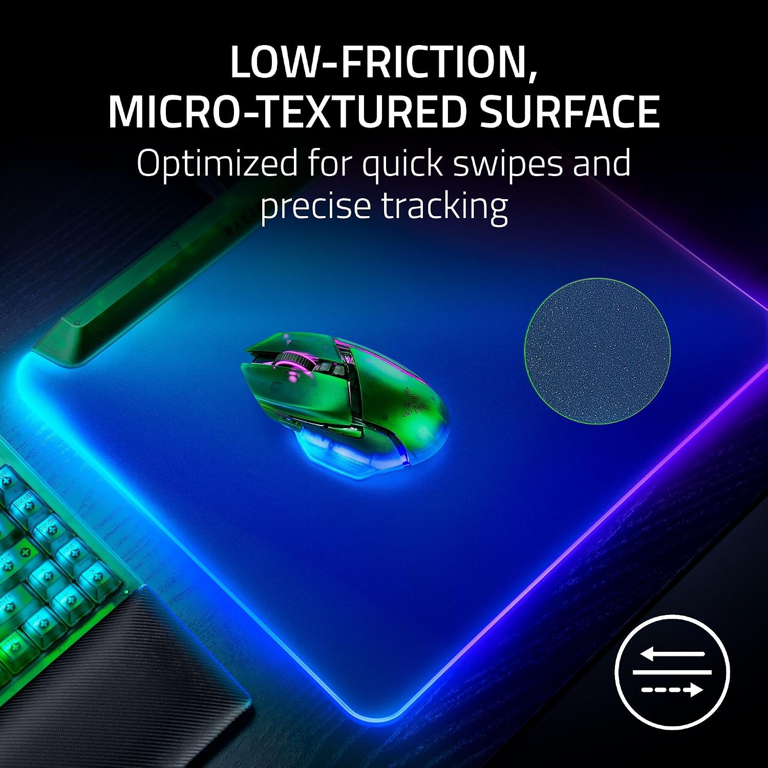 Razer Firefly V2 Pro Fully Illuminated RGB Gaming Mouse Mat: Backlit Design - 15 Zone Chroma Lighting - USB 2.0 Port - Detachable USB Type C Cable - Micro Textured Surface - Anti Slip Base