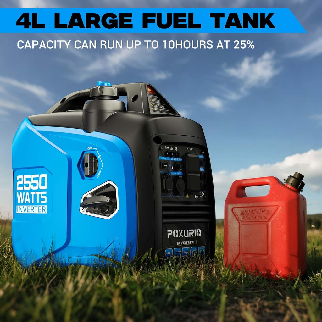 2550-Watt Portable Inverter Generator for Home Use, 1.06Gallon Large Fuel Tank Up to 10 Hours Use, 120V Gas Powered Generator Super Quiet - EPA Compliant-Blue