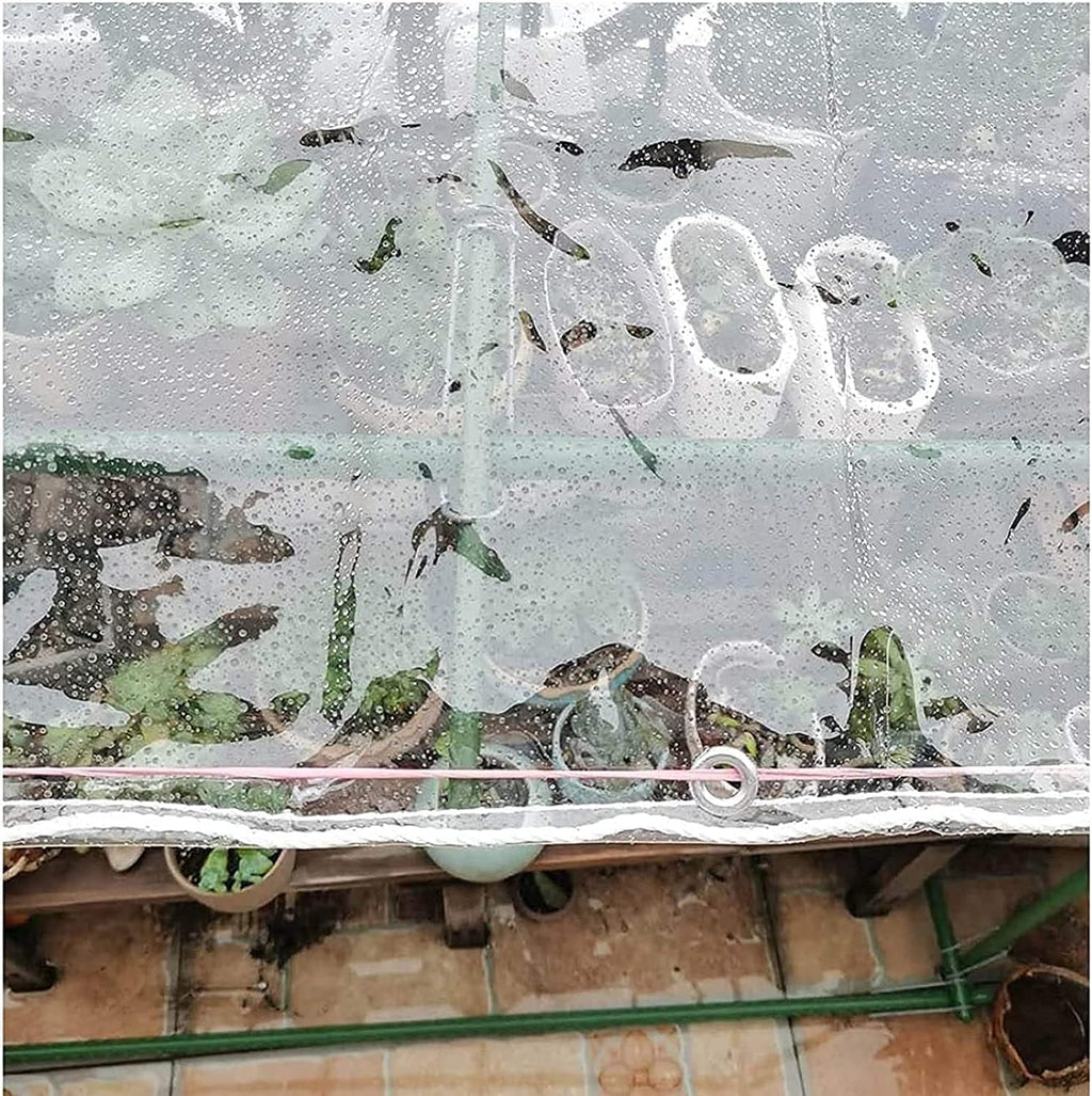 12' X 16' Outdoor Clear Tarp Curtain Waterproof Wind-Proof 0.35mm Transparent Vinyl Tarp for Patio Pergola Garden Canopy Rainproof Anti-Tear PVC Thick Cover with Grommets