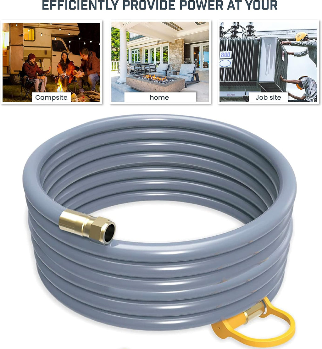 Firman 1815 Natural Gas 25' Extension Hose, 1/2' Quick Connect Hose Kit with Storage Strap – Weather-Proof NG Line for all Tri-Fuel Generators (Except T12071)