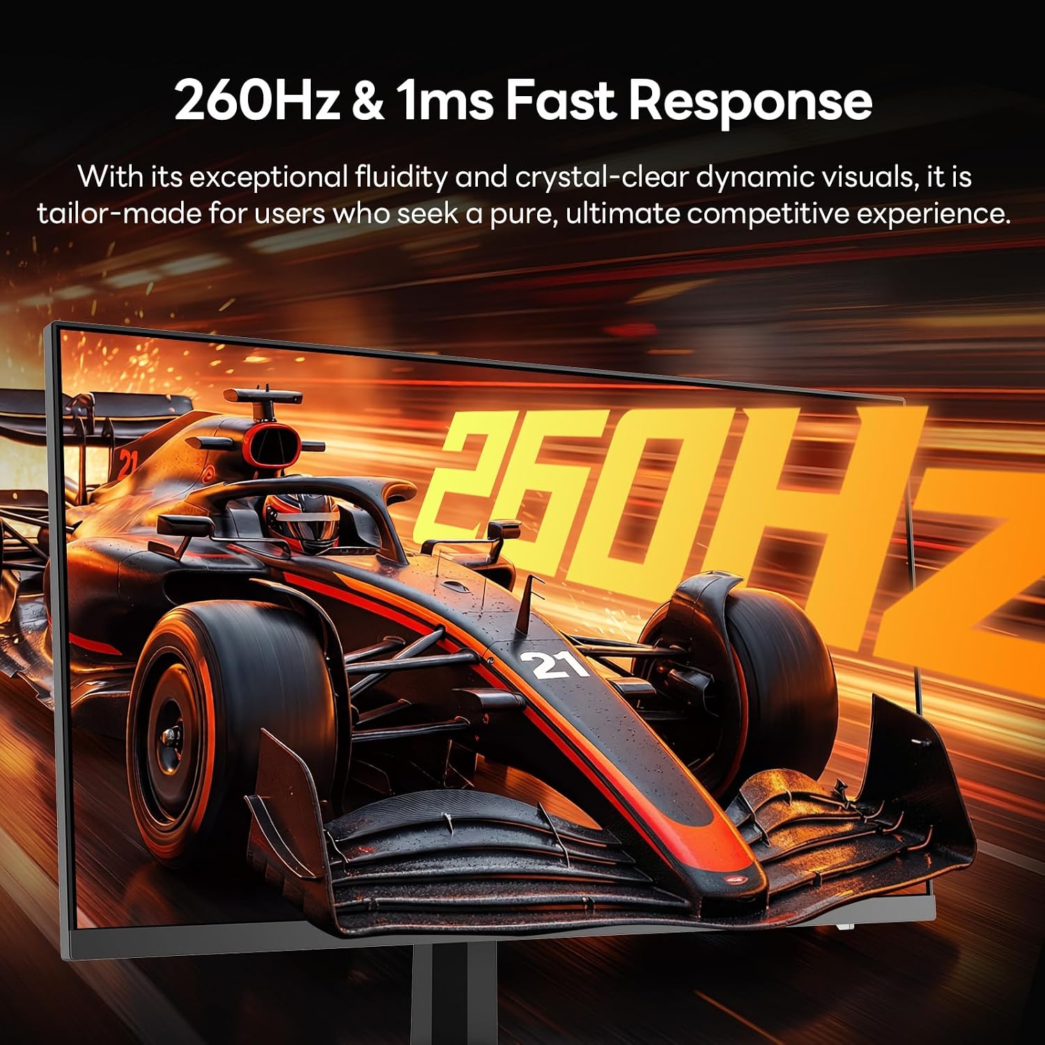 KOORUI 27 inch QHD Gaming Monitor 260hz/240hz, 1440p,HDR400,Fast IPS,2560X1440, 1ms, VESA Mountable, Adaptive Sync, HDMI & DP, 120% sRGB, Eye-Cared, G2721X